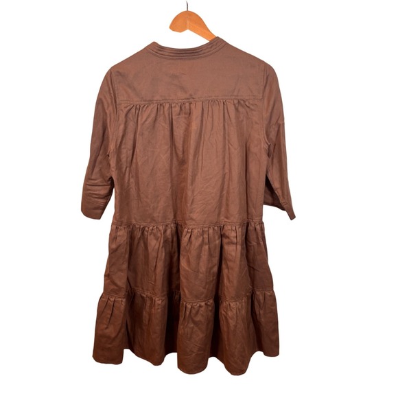 Apiece Apart Women's Maurino Drop Waist Mini Dress in Camel Size Small - Picture 5 of 5